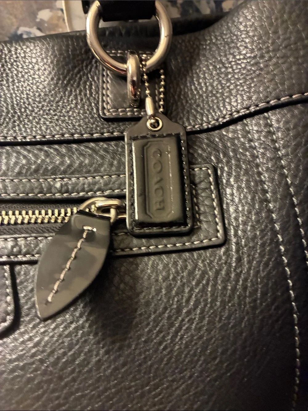 Genuine Coach Black Penelope Pebbled Leather Satchel with Silver Hardware